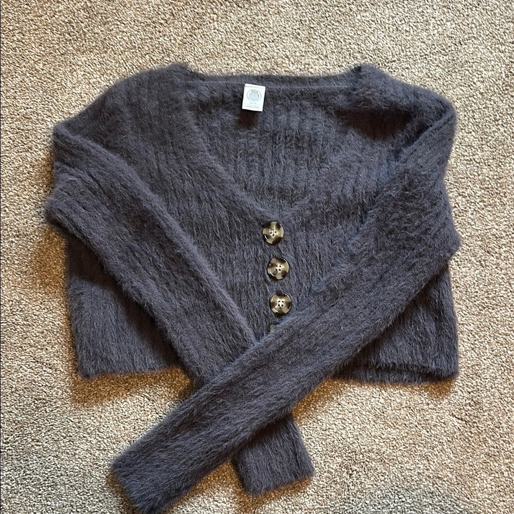 Cozy Purple Sweater with Button Detail